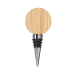 Bouchon pour bouteilles en bois, forme cercle, ouvre-bouteille intégré couleur bois clair première vue
