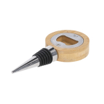 Bouchon pour bouteilles en bois, forme cercle, ouvre-bouteille intégré  troisième vue
