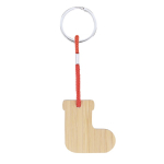 Porte-clés de Noël en bambou en forme de botte de Noël personnalisable couleur bois première vue
