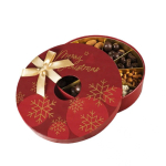 Couronne de Noël avec 5 types de douceurs au chocolat et fruits secs couleur mélange de saveurs troisième vue