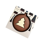 Chocolat en forme de boule de Noël avec motif de sapin couleur blanc deuxième vue