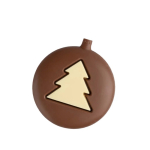 Chocolat en forme de boule de Noël avec motif de sapin couleur blanc
