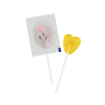 Sucette originale en forme de cœur avec emballage personnalisable couleur citron