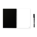 Carnet réutilisable couverture souple stylo-feutre A5 pages blanches couleur noir