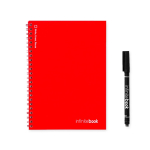 Carnet réutilisable couverture souple stylo-feutre A5 pages blanches couleur rouge première vue