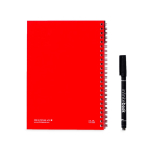 Carnet réutilisable couverture souple stylo-feutre A5 pages blanches couleur rouge deuxième vue