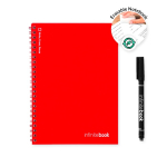 Carnet réutilisable couverture souple stylo-feutre A5 pages blanches couleur rouge troisième vue