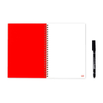 Carnet réutilisable couverture souple stylo-feutre A5 pages blanches couleur rouge