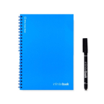 Carnet réutilisable couverture souple stylo-feutre A5 pages blanches couleur bleu roi première vue