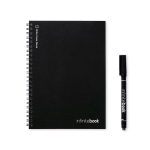 Carnet réutilisable couverture souple et stylo-feutre A5 pages lignées couleur noir première vue