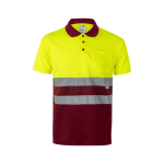 Polo bicolore réfléchissant de travail en polyester 160 g/m² Velilla couleur bordeaux deuxième vue