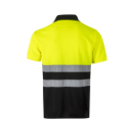 Polo bicolore réfléchissant de travail en polyester 160 g/m² Velilla couleur noir