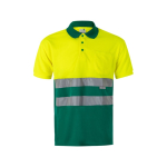 Polo bicolore réfléchissant de travail en polyester 160 g/m² Velilla couleur vert deuxième vue
