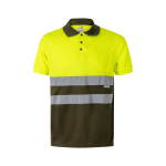Polo bicolore réfléchissant de travail en polyester 160 g/m² Velilla couleur vert militaire deuxième vue