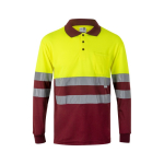 Polo de travail à manches longues avec réfléchissants 160 g/m² Velilla couleur bordeaux deuxième vue