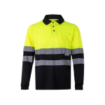 Polo de travail à manches longues avec réfléchissants 160 g/m² Velilla couleur noir deuxième vue