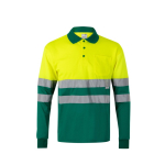 Polo de travail à manches longues avec réfléchissants 160 g/m² Velilla couleur vert deuxième vue