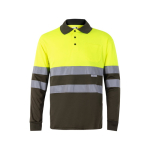 Polo de travail à manches longues avec réfléchissants 160 g/m² Velilla couleur vert militaire deuxième vue