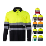 Polo de travail à manches longues avec réfléchissants 160 g/m² Velilla diverses couleurs