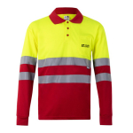 Polo de travail à manches longues avec réfléchissants 160 g/m² Velilla avec zone d'impression