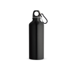 Bouteille en aluminium recyclé avec mousqueton coloré 530ml couleur noir