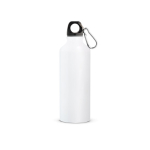 Bouteille en aluminium recyclé avec mousqueton coloré 530ml couleur blanc