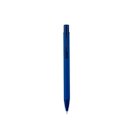 Stylo en aluminium recyclé avec finition gomme, encre bleue couleur bleu deuxième vue