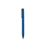 Stylo en aluminium recyclé avec finition gomme, encre bleue couleur bleu