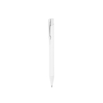 Stylo en aluminium recyclé avec finition gomme, encre bleue couleur blanc première vue