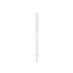 Stylo en aluminium recyclé avec finition gomme, encre bleue couleur blanc deuxième vue
