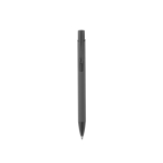 Stylo en aluminium recyclé avec finition gomme, encre bleue couleur gris deuxième vue