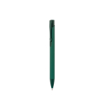 Stylo en aluminium recyclé avec finition gomme, encre bleue couleur vert foncé première vue