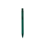 Stylo en aluminium recyclé avec finition gomme, encre bleue couleur vert foncé deuxième vue