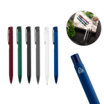 Stylo en aluminium recyclé avec finition gomme, encre bleue diverses couleurs