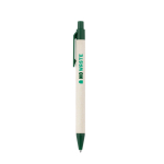 Stylo en aluminium recyclé issu de briques de lait, encre bleue couleur vert foncé image avec logo