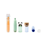 Set de 3 stylos colorés avec motifs d'animaux et tampons pour enfants couleur naturel première vue