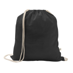 Sac à cordon en coton recyclé et polyester 150 g/m² couleur noir