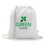 Sac à cordon en coton recyclé et polyester 150 g/m² couleur blanc image avec logo