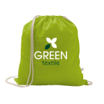 Sac à cordon en coton recyclé et polyester 150 g/m² couleur vert clair image avec logo