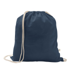 Sac à cordon en coton recyclé et polyester 150 g/m² couleur bleu marine