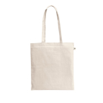 Sac de courses en coton recyclé avec longues anses 140 g/m² couleur naturel