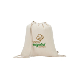 Sac à cordon en coton recyclé couleur naturelle 180 g/m² couleur naturel image avec logo