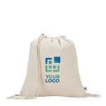 Sac à cordon en coton recyclé couleur naturelle 180 g/m² avec zone d'impression