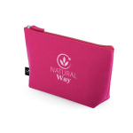 Trousse spacieuse en feutre recyclé avec fermeture éclair couleur rose image avec logo