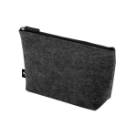 Trousse spacieuse en feutre recyclé avec fermeture éclair couleur gris foncé