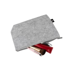 Trousse spacieuse en feutre recyclé avec fermeture éclair couleur gris clair deuxième vue