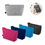 Trousse spacieuse en feutre recyclé avec fermeture éclair diverses couleurs