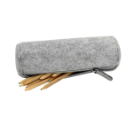 Trousse cylindrique en feutre recyclé avec fermeture éclair couleur gris clair deuxième vue