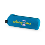Trousse cylindrique en feutre recyclé avec fermeture éclair couleur bleu ciel image avec logo