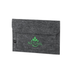 Housse en feutre recyclé avec compartiment pour ordinateur 14” couleur gris foncé image avec logo